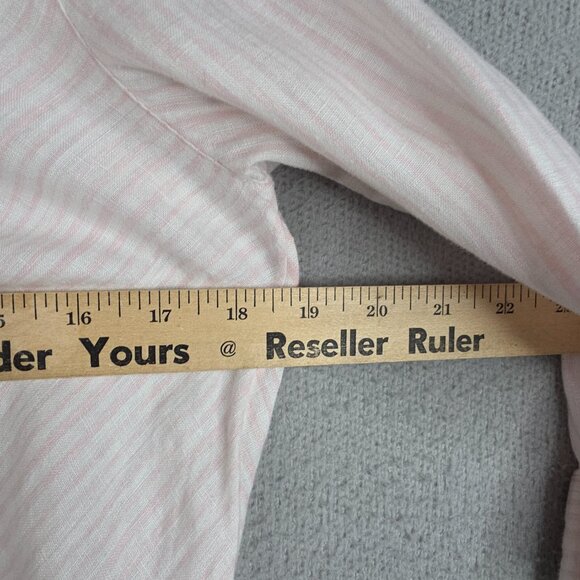 J Jill Shirt Women XS Petiie White/Pink Beachy 100% Linen Preppy School Striped - Picture 8 of 10